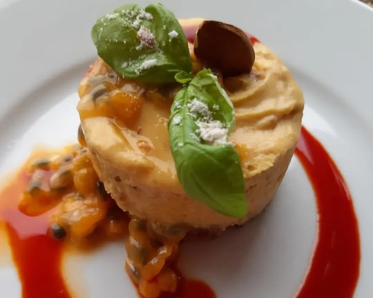 Mango Dessert With Cashew And Silk Chocolate