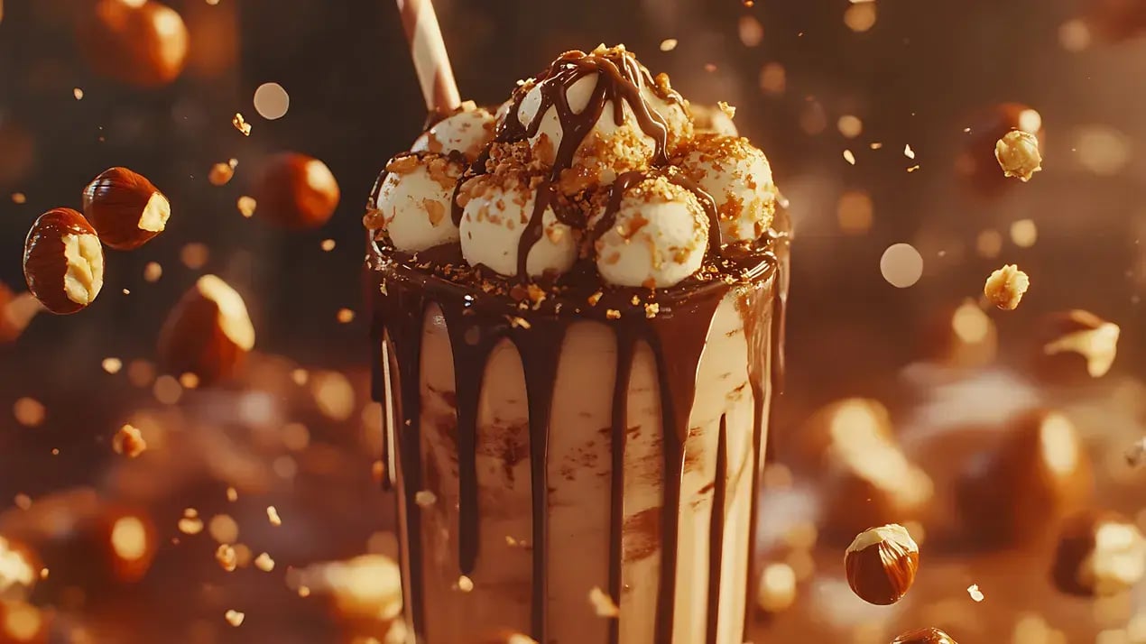 Hazelnut Chocolate Milkshake With Pistachio Swirl