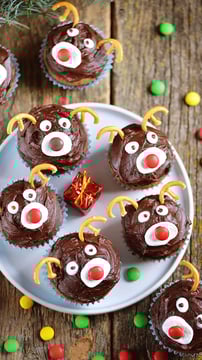 Kid-Friendly Reindeer Cupcake Designs For A Christmas Birthday Party