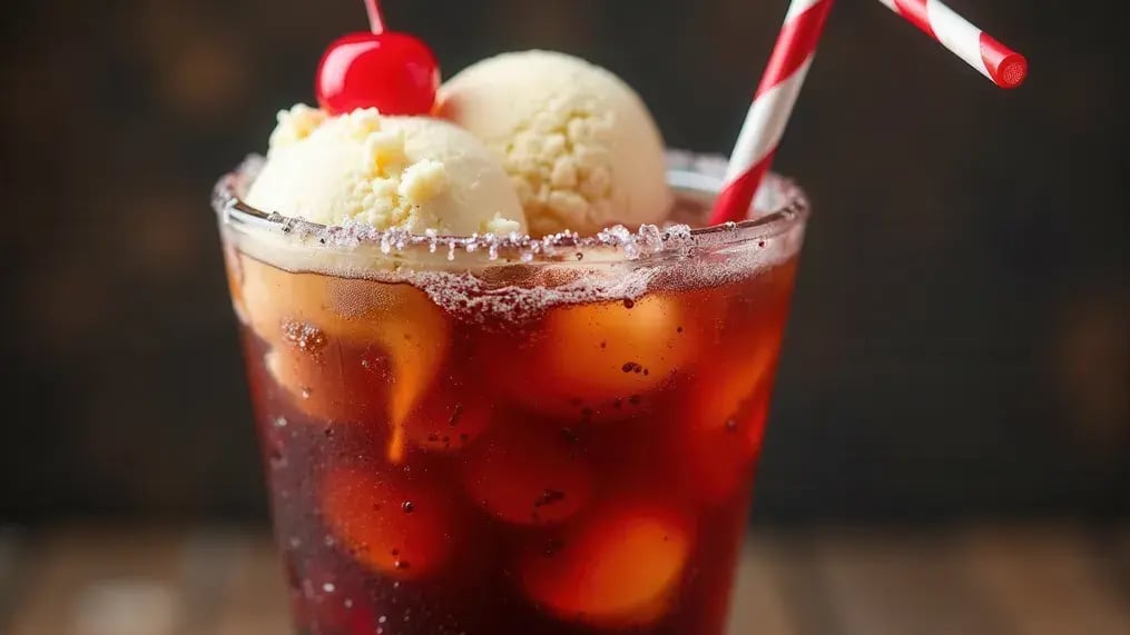 Recipe For Cherry Oreo Cola Float With Almond Crunch