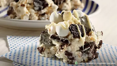 Oreo Rocky Road Popcorn Treats Recipe | Desserts Corner