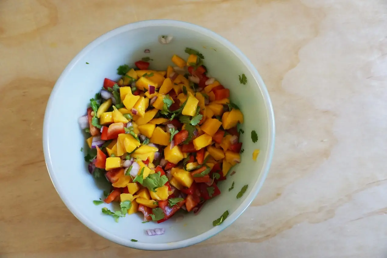 Fruit Salsa with Silk Drizzle: Sweet Dip for Wafers, Cookies or Spoons