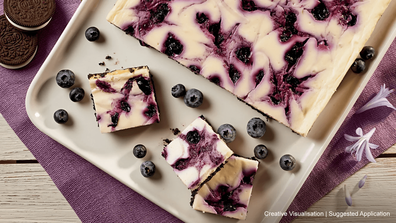 Blueberry-Swirl <br> Oreo Cheesecake
