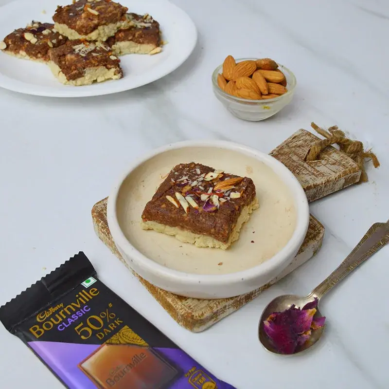 Bournville roasted almond two in one kalakand