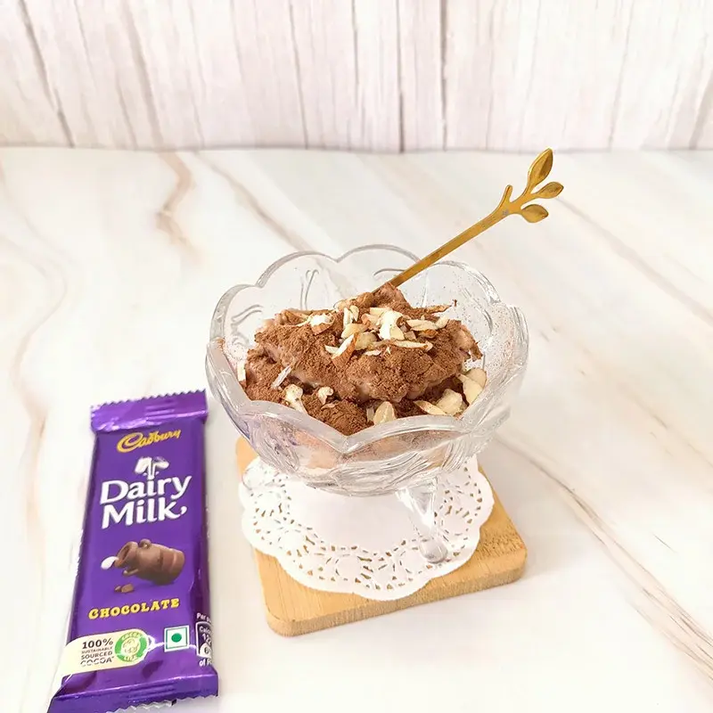 Chocolate Rice Pudding Mousse with Almond Crunch