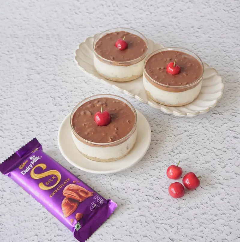 Healthy Cheesecake with Dairy Milk Silk and Mixed Nuts