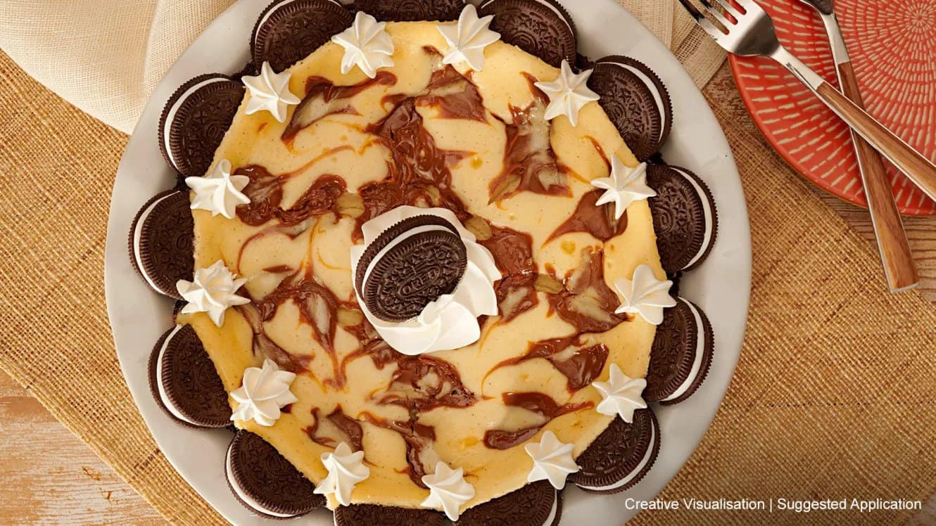 Oreo Dulce de <br> Leche Cheesecake Pie